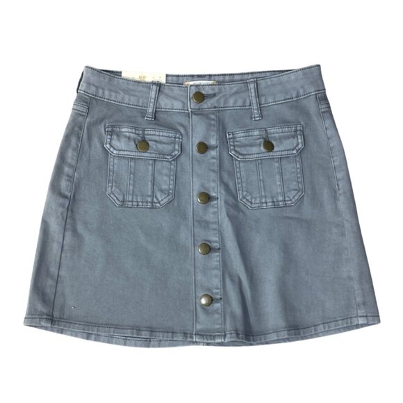 Altar'd State New Button Front Mini Skirt Grey Denim XS Extra Small - Picture 1 of 5